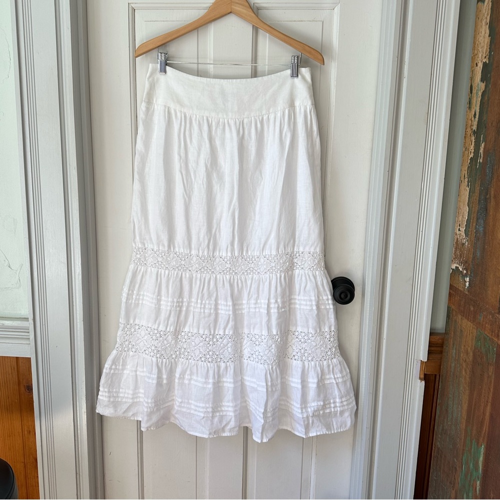 J. Jill, Women’s Size 8, White Linen Maxi Skirt